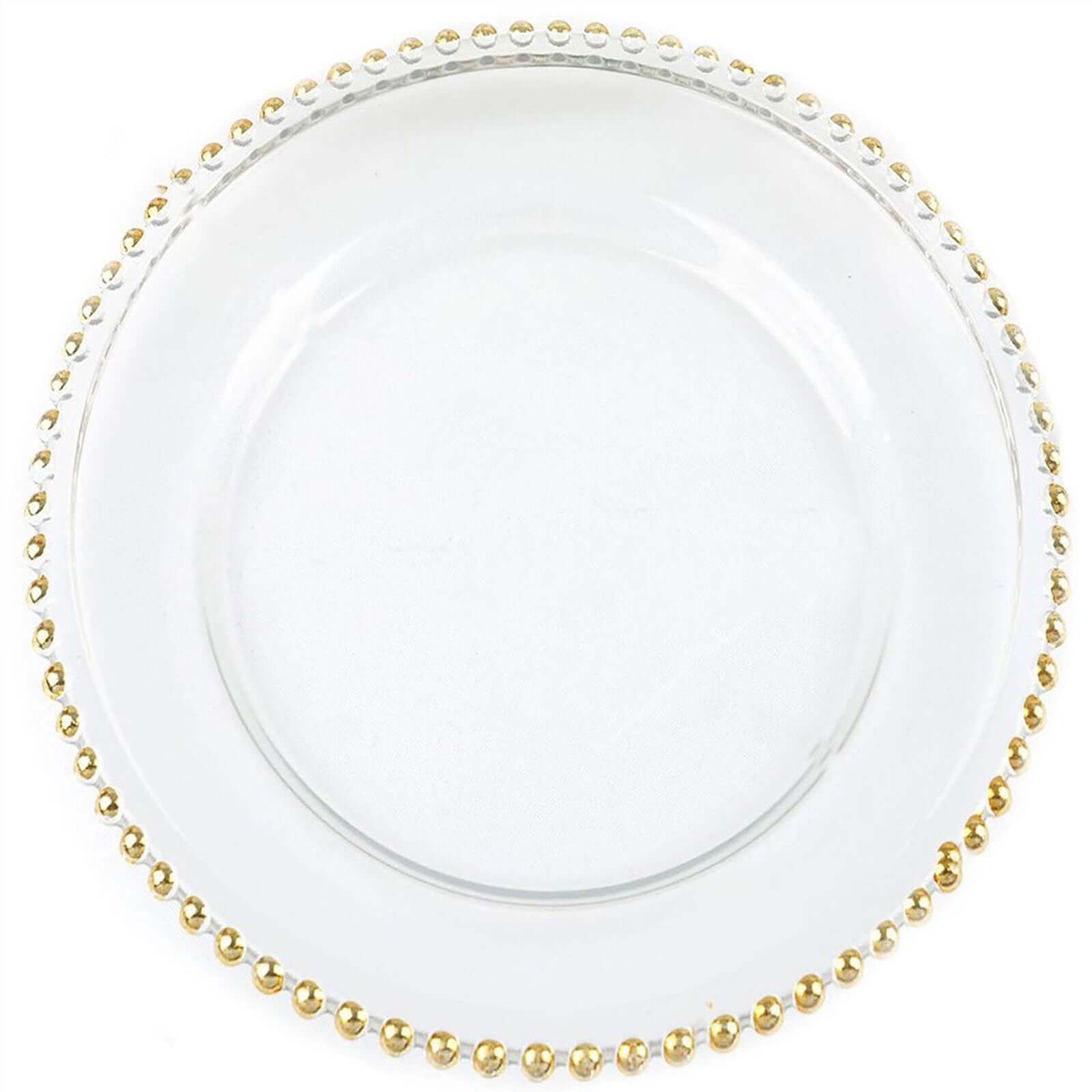 8-Pack Glass Charger Plates 12" Round Clear with Gold Beaded Rim - Event Tabletop Decorative Dinner Charger Tableware - Image 5