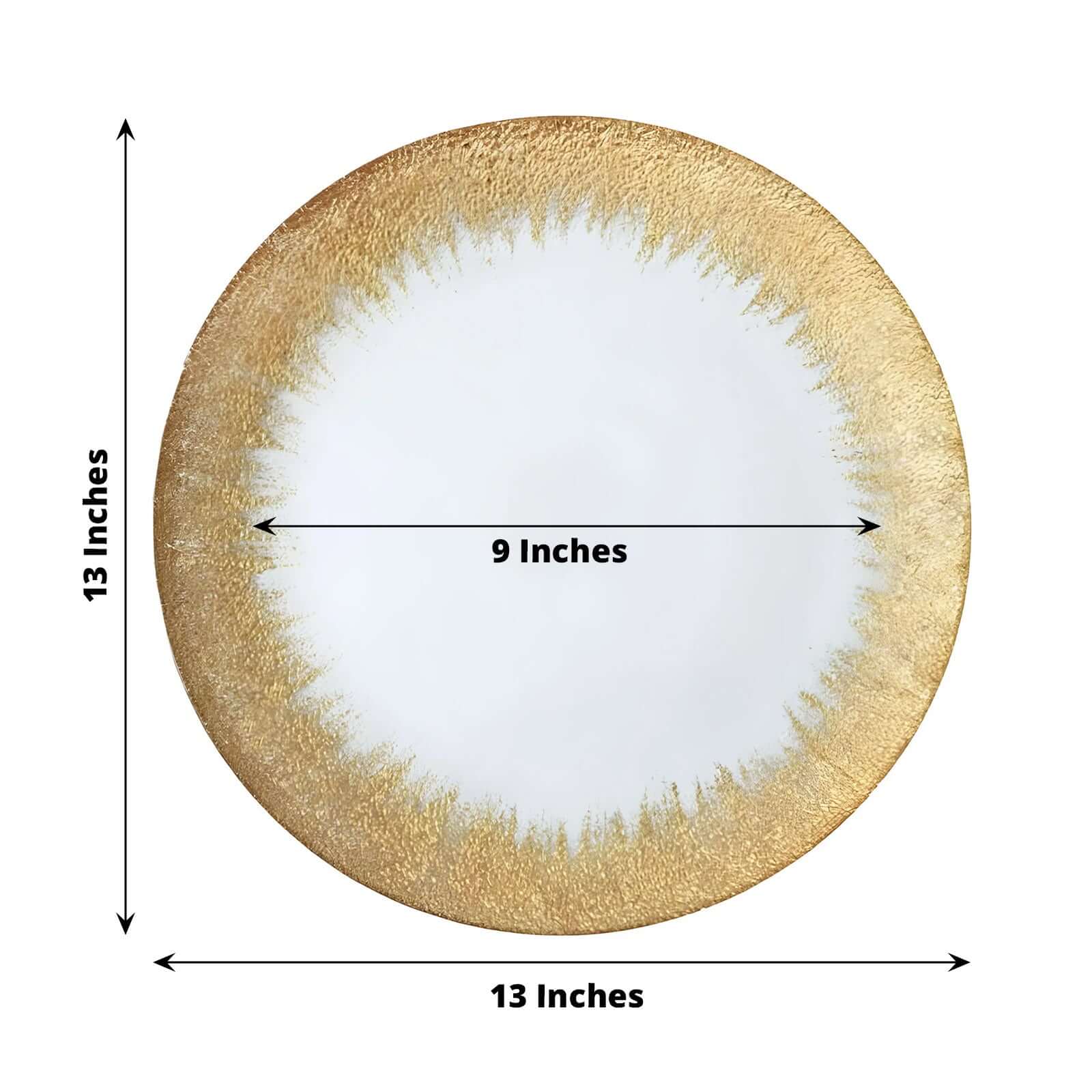 8-Pack Glass Charger Plates 13" Clear with Gold Spray Rim, Round Metallic Gold Dinner Charger Tableware - Image 3