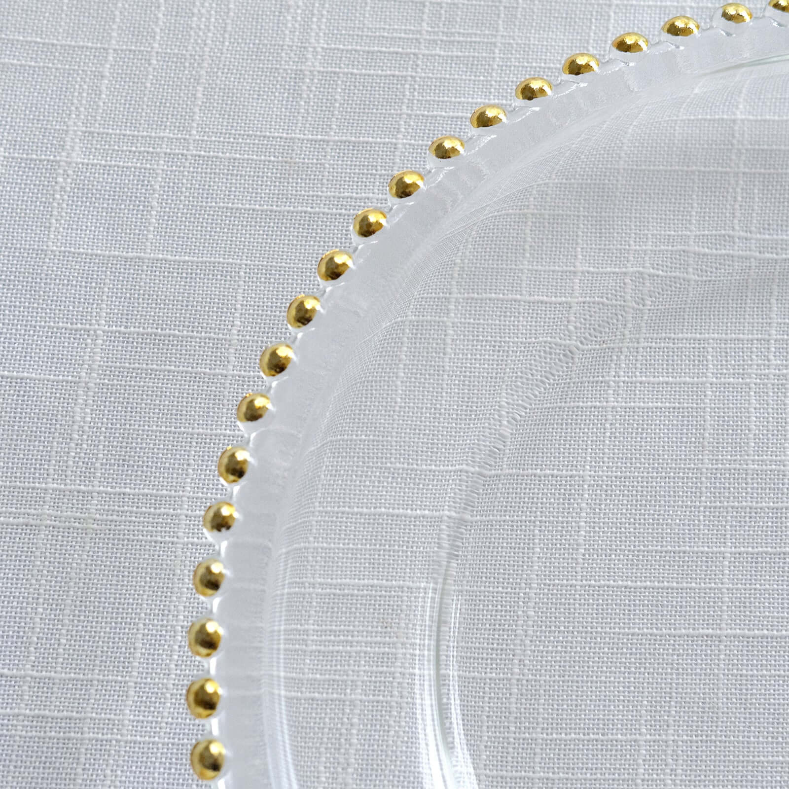 8-Pack Glass Charger Plates 12" Round Clear with Gold Beaded Rim - Event Tabletop Decorative Dinner Charger Tableware - Image 7